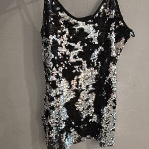 Black and Silver Sequin Dress